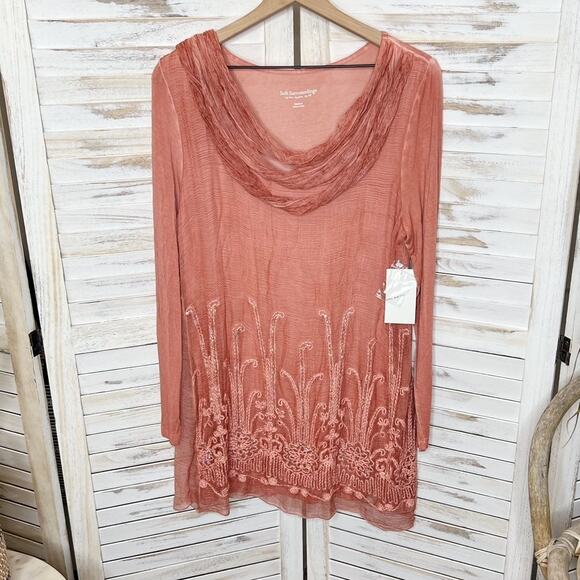 NWT SOFT SURROUNDINGS Women's L Silk Beaux Art Romantic Tunic Coral Pink - Picture 16 of 16